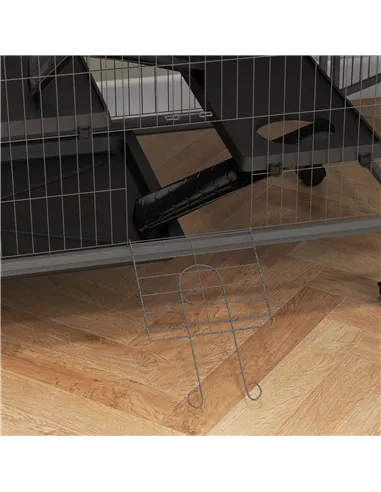 PawHut Small Animal Cage for Chinchilla Ferret Kitten on Wheels with Hammock Removable Tray, Grey