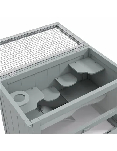 PawHut Wooden Hamster Cage Mouse Mice Rodent Small Animals Hutch Exercise Play House 60 x 35 x 42cm, Grey