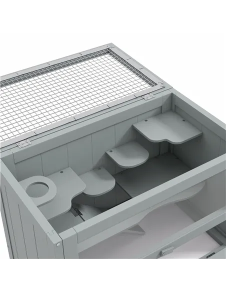 PawHut Wooden Hamster Cage Mouse Mice Rodent Small Animals Hutch Exercise Play House 60 x 35 x 42cm, Grey