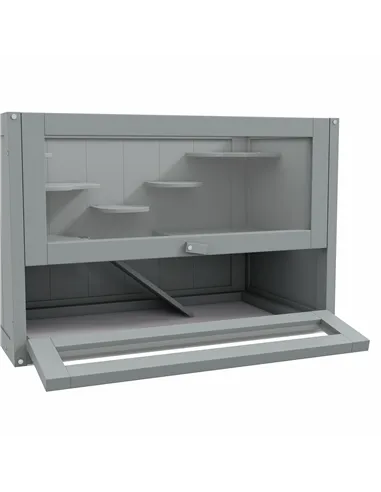 PawHut Wooden Hamster Cage Mouse Mice Rodent Small Animals Hutch Exercise Play House 60 x 35 x 42cm, Grey