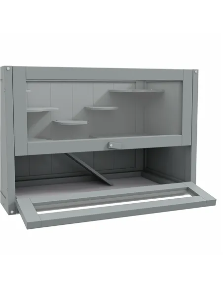 PawHut Wooden Hamster Cage Mouse Mice Rodent Small Animals Hutch Exercise Play House 60 x 35 x 42cm, Grey