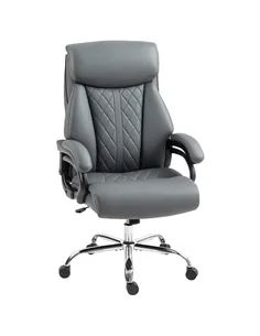 HOMCOM Super Padded Faux Leather Office Chair - Charcoal Grey