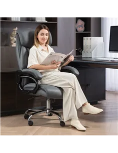 HOMCOM Super Padded Faux Leather Office Chair - Charcoal Grey 2
