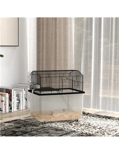 PawHut Two-Tier Gerbil Cage, Hamster Cage for Dwarf Hamster, Syrian Hamster w/ Wheels, Deep Bottom, Food Dish, Water Bottle