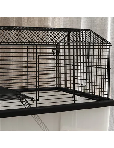 PawHut Two-Tier Gerbil Cage, Hamster Cage for Dwarf Hamster, Syrian Hamster w/ Wheels, Deep Bottom, Food Dish, Water Bottle