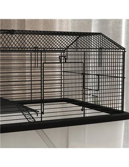 PawHut Two-Tier Gerbil Cage, Hamster Cage for Dwarf Hamster, Syrian Hamster w/ Wheels, Deep Bottom, Food Dish, Water Bottle