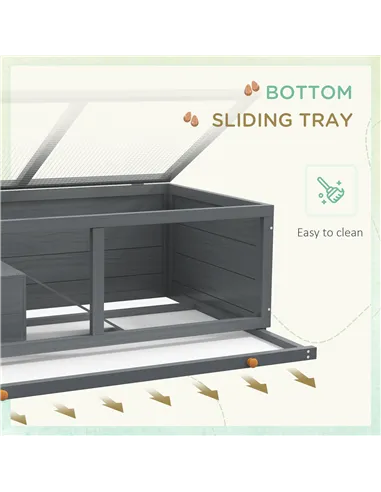 PawHut Wooden Hamster Cage with Sliding Tray, Openable Top, Hut for Syrian Hamster, Grey