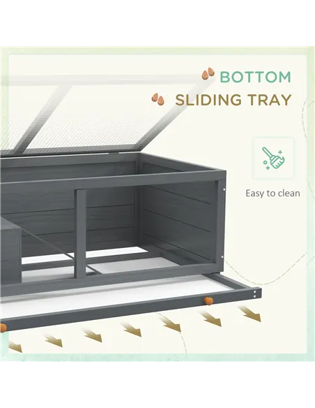 PawHut Wooden Hamster Cage with Sliding Tray, Openable Top, Hut for Syrian Hamster, Grey