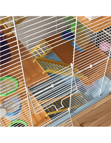 PawHut 5 Tier Hamster Cage Carrier Habitat w/ Exercise Wheels, Tunnel, Light Blue