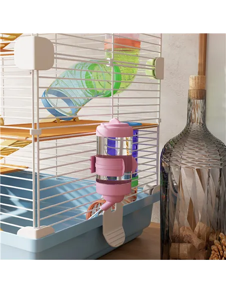 PawHut 5 Tier Hamster Cage Carrier Habitat w/ Exercise Wheels, Tunnel, Light Blue