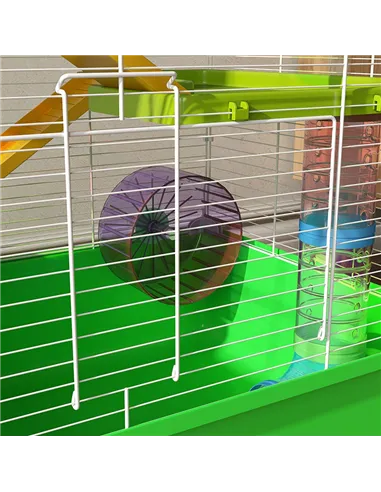 PawHut Hamster Cage w/ Water Bottle, Exercise Wheel, Tubes, Ramps - Green