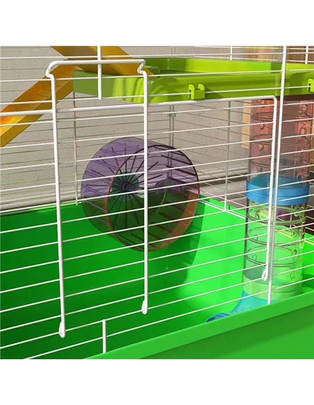 PawHut Hamster Cage w/ Water Bottle, Exercise Wheel, Tubes, Ramps - Green