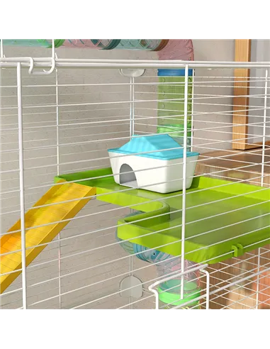 PawHut Hamster Cage w/ Water Bottle, Exercise Wheel, Tubes, Ramps - Green