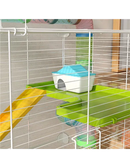 PawHut Hamster Cage w/ Water Bottle, Exercise Wheel, Tubes, Ramps - Green