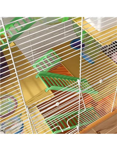 PawHut 5 Tier Hamster Cage Carrier Habitat w/ Exercise Wheels, Tunnel, Orange