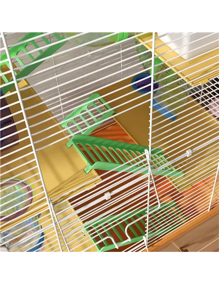 PawHut 5 Tier Hamster Cage Carrier Habitat w/ Exercise Wheels, Tunnel, Orange