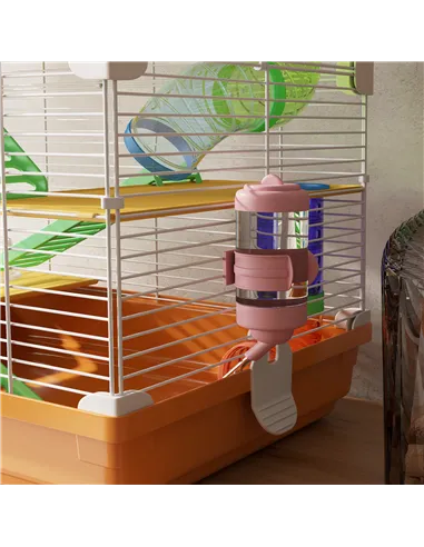 PawHut 5 Tier Hamster Cage Carrier Habitat w/ Exercise Wheels, Tunnel, Orange