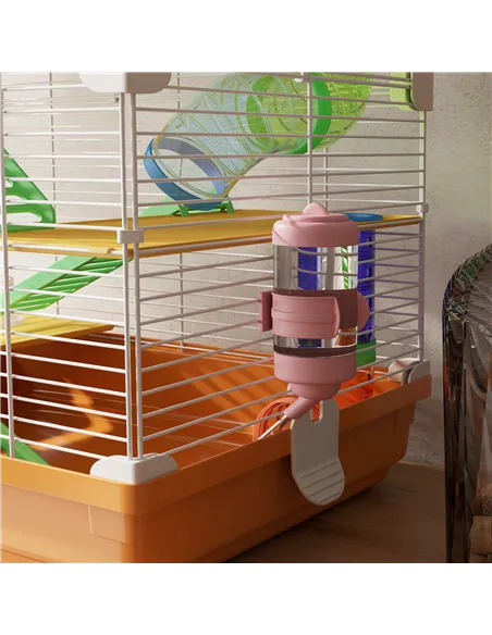 PawHut 5 Tier Hamster Cage Carrier Habitat w/ Exercise Wheels, Tunnel, Orange