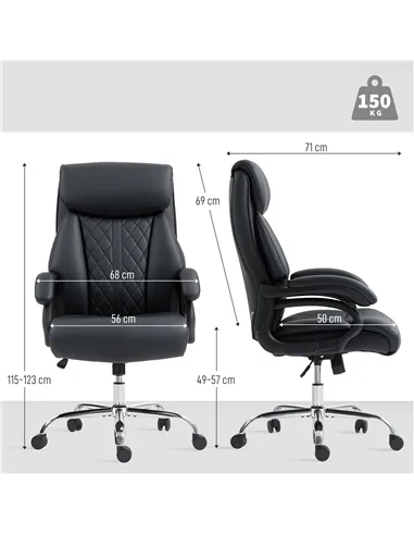 HOMCOM Executive Office Chair with Spring Padding - Black