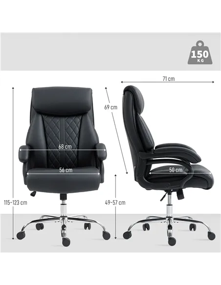 HOMCOM Executive Office Chair with Spring Padding - Black