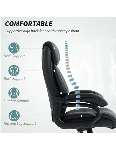 HOMCOM Executive Office Chair with Spring Padding - Black