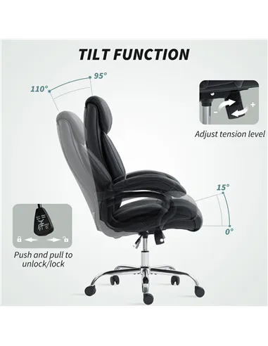 HOMCOM Executive Office Chair with Spring Padding - Black