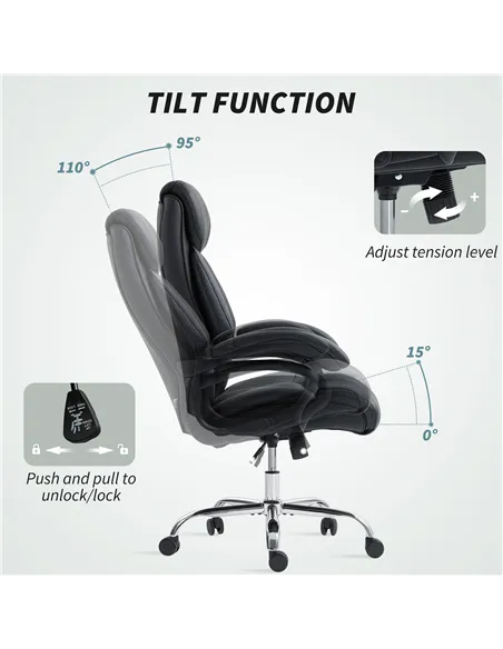 HOMCOM Executive Office Chair with Spring Padding - Black