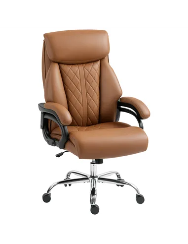 HOMCOM Spring Padded Faux Leather Office Chair - Light Brown