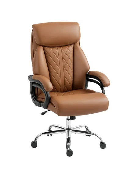HOMCOM Spring Padded Faux Leather Office Chair - Light Brown