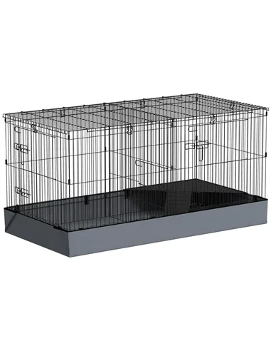 PawHut 2 in 1 Guinea Pig Cage, Rabbit Cage Pet Playpen with 2 Separate Area, Waterproof Oxford Fabric Floor for Hedgehogs