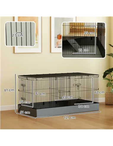 PawHut 2 in 1 Guinea Pig Cage, Rabbit Cage Pet Playpen with 2 Separate Area, Waterproof Oxford Fabric Floor for Hedgehogs