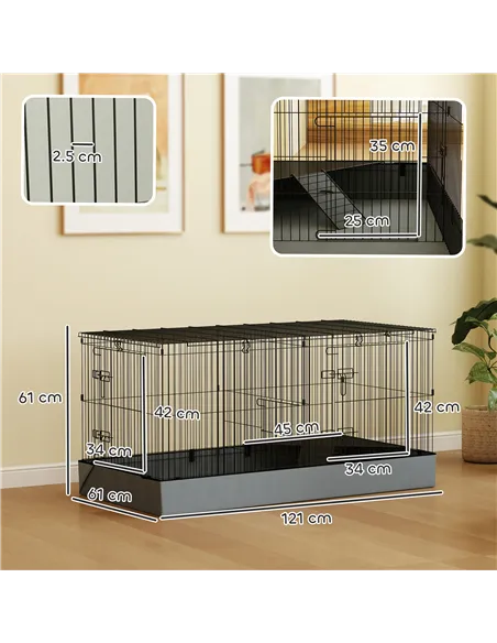 PawHut 2 in 1 Guinea Pig Cage, Rabbit Cage Pet Playpen with 2 Separate Area, Waterproof Oxford Fabric Floor for Hedgehogs