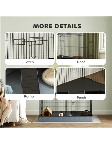 PawHut 2 in 1 Guinea Pig Cage, Rabbit Cage Pet Playpen with 2 Separate Area, Waterproof Oxford Fabric Floor for Hedgehogs