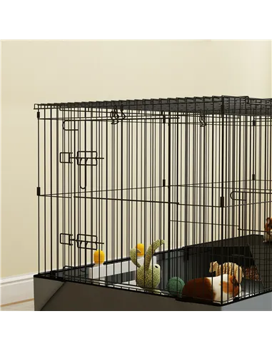 PawHut 2 in 1 Guinea Pig Cage, Rabbit Cage Pet Playpen with 2 Separate Area, Waterproof Oxford Fabric Floor for Hedgehogs