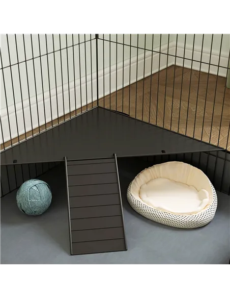 PawHut 2 in 1 Guinea Pig Cage, Rabbit Cage Pet Playpen with 2 Separate Area, Waterproof Oxford Fabric Floor for Hedgehogs