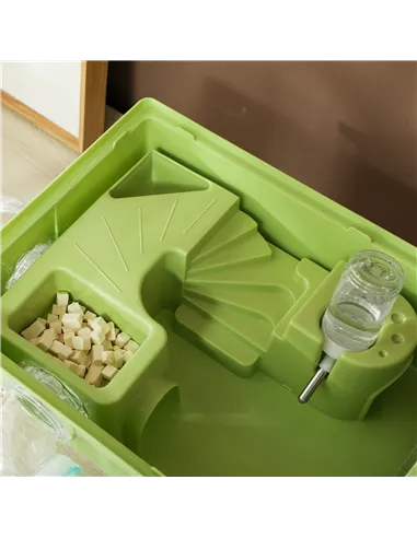 PawHut 3-Tier Hamster Cage with Transparent Top, Sand Bathroom, Exercise Wheel, Hideout Room, Tubes, 45 x 28 x 60 cm, Green