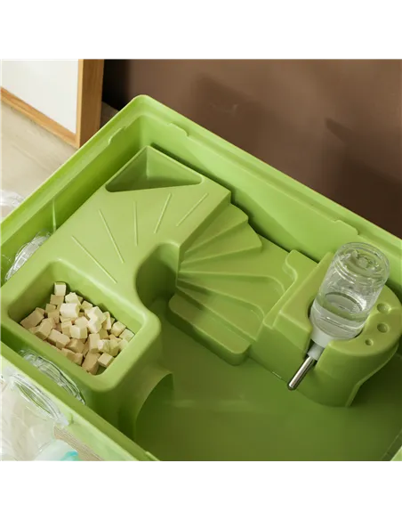 PawHut 3-Tier Hamster Cage with Transparent Top, Sand Bathroom, Exercise Wheel, Hideout Room, Tubes, 45 x 28 x 60 cm, Green