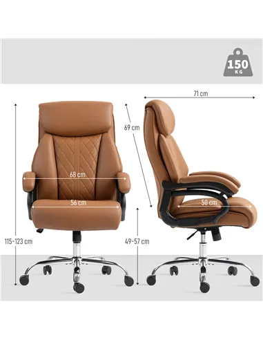 HOMCOM Spring Padded Faux Leather Office Chair - Light Brown