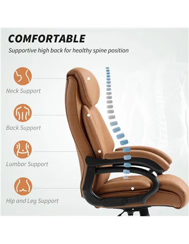 HOMCOM Spring Padded Faux Leather Office Chair - Light Brown