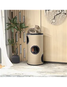 PawHut 70cm Height Cat Post Tree Scratching Barrel Sisal Activity Center Condo Kitten Bed Scratcher Climbing Climber Play House  2
