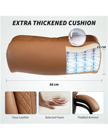 HOMCOM Spring Padded Faux Leather Office Chair - Light Brown