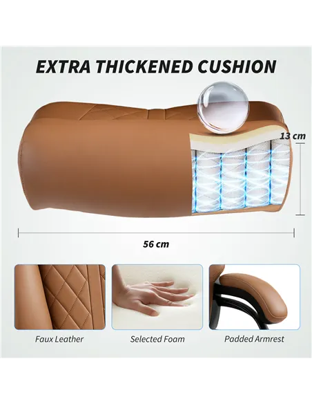 HOMCOM Spring Padded Faux Leather Office Chair - Light Brown