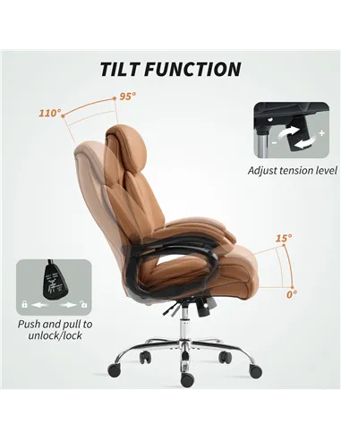 HOMCOM Spring Padded Faux Leather Office Chair - Light Brown