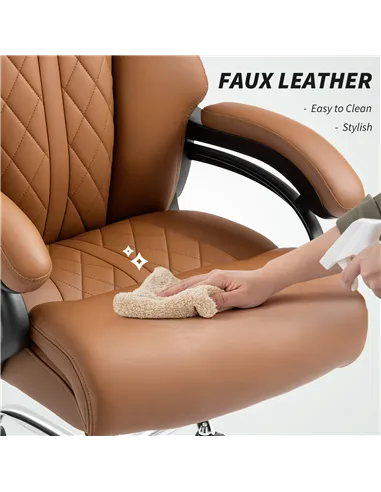 HOMCOM Spring Padded Faux Leather Office Chair - Light Brown