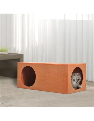 PawHut Outdoor Rabbit Hideaway Shelter Indoor Cat Tunnel Garden Kitty Box House Pet Home Run Play Cage Waterproof 60Lx30Wx25H(cm