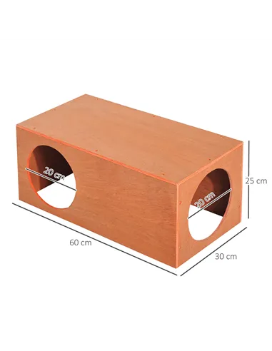 PawHut Outdoor Rabbit Hideaway Shelter Indoor Cat Tunnel Garden Kitty Box House Pet Home Run Play Cage Waterproof 60Lx30Wx25H(cm