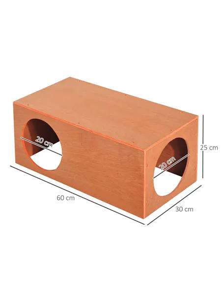 PawHut Outdoor Rabbit Hideaway Shelter Indoor Cat Tunnel Garden Kitty Box House Pet Home Run Play Cage Waterproof 60Lx30Wx25H(cm