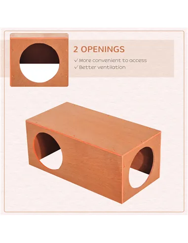 PawHut Outdoor Rabbit Hideaway Shelter Indoor Cat Tunnel Garden Kitty Box House Pet Home Run Play Cage Waterproof 60Lx30Wx25H(cm