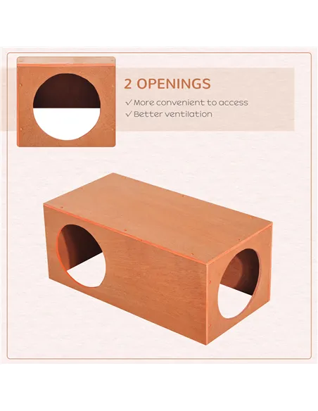 PawHut Outdoor Rabbit Hideaway Shelter Indoor Cat Tunnel Garden Kitty Box House Pet Home Run Play Cage Waterproof 60Lx30Wx25H(cm