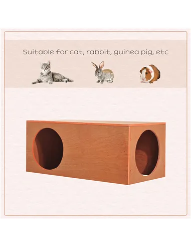 PawHut Outdoor Rabbit Hideaway Shelter Indoor Cat Tunnel Garden Kitty Box House Pet Home Run Play Cage Waterproof 60Lx30Wx25H(cm